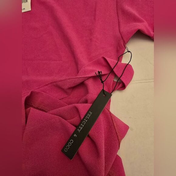 Felicity & Coco Hot Pink Shift Dress Tie Waist With Pockets Size Small - Picture 3 of 9